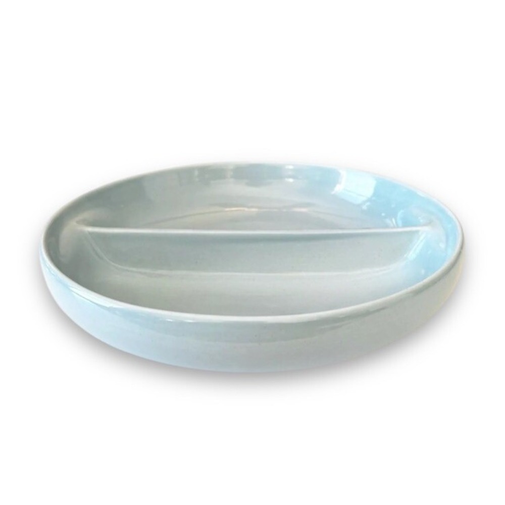 Russel Wright Iroquois Ice Blue Divided Serving Bowl Vegetable Dish MCM No Lid